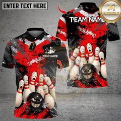Maxcorners Bowling Angry Ball vs Screaming Pins Multicolor Customized Name, Team Name 3D Shirts