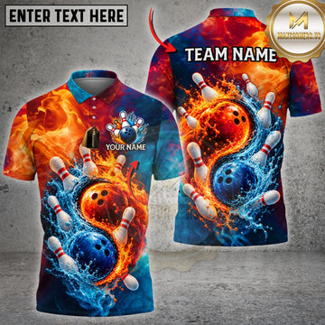 Maxcorners Bowling Ball & Explosive Strike Motion Graphic Customized Name, Team Name 3D Shirts
