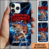 Maxcorners Fishing Phone Case Hooked On Freedom Lightning Art Personalized Name 3D Phone Case (10 Fish Species)