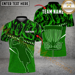 Maxcorners Disc Golf Fire Flame Player Silhouette Personalized Name, Team Name 3D Shirt (4 Colors)