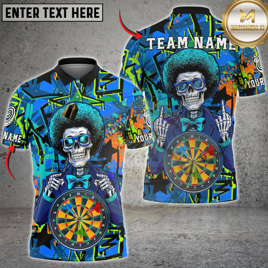 Maxcorners Neon Skull Darts Multicolor Customized Name, Team Name 3D Shirt