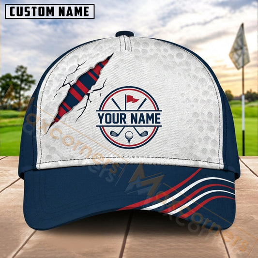 Maxcorners Golf USA Stripe Shield Dynamic Wave Personalized Name 3D Cap