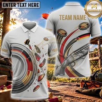 Maxcorners Clay Shooting White Dynamic Target Wave Personalized Name 3D Unisex Shirt