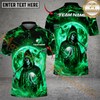 Maxcorners Grim Reaper Fire Golf Polo Shirt, Customized Name & Team Name 3D Shirts (4 Colors)