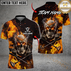 Maxcorners Badass Skull Golf Polo Personalized Name, Team Name 3D Shirt (4 Colors)