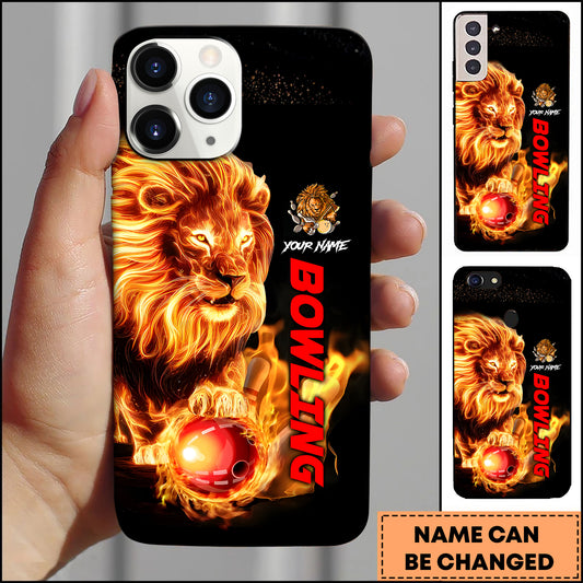 Maxcorners Bowling Flaming Lion King Strike Personalized Name 3D Phone Case