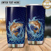 Maxcorners Fishing Tumbler Deep Navy Scale Texture Design Personalized Name Tumbler (13 Species)