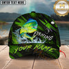Maxcorners Fishing Neon Green Splash Personalized Name 3D Cap (12 Fish Species)