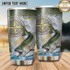 Maxcorners Fishing Tumbler Forest Topographic Compass Design Personalized Name Tumbler (13 Species)