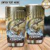 Maxcorners Fishing Tumbler Olive Stone Watercolor Design Personalized Name Tumbler (13 Species)