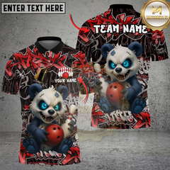Maxcorners Bowling Graffiti Panda Multicolor Customized Name, Team Name 3D Shirts