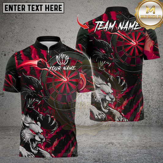 Maxcorners Darts Fierce Wolf Attack Multicolor Customized Name, Team Name 3D Shirts