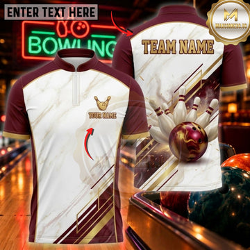 Maxcorners Bowling & Elegant Bowling Ball Strike Graphic Customized Name, Team Name 3D Shirts