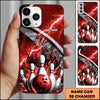 Maxcorners Bowling Lightning Fire Pins Strike Multicolor Personalized Name 3D Phone Case