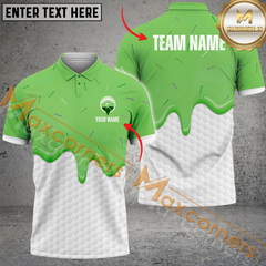 Maxcorners Golf  Ice Cream Melting On Ball Cone  Multicolor Option Customized Name, Team Name 3D Polo Shirt