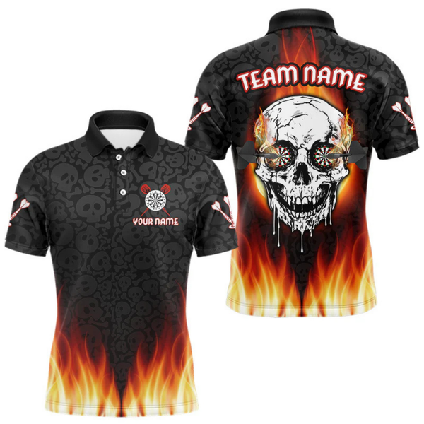 Maxcorners Fire Flame Custom Dartboard In Dripping Skulls Dart Shirts For Men, Dart Jerseys LM054