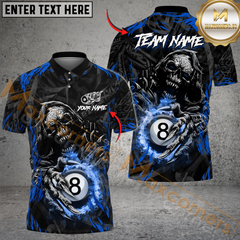 Maxcorners Billiards 8 Ball Pool Skull Fire Claws Multicolor Customized Name, Team Name 3D Shirt