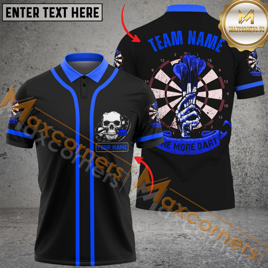 Maxcorners One More Darts Mutilcolor Options Personalized Name, Team Name 3D Polo Shirt