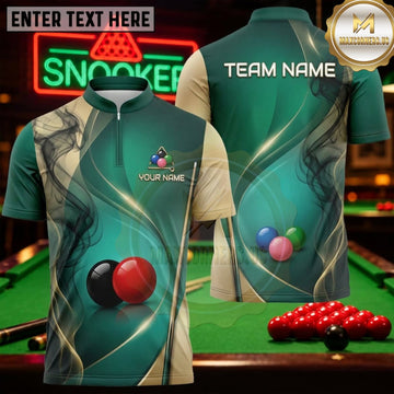 Maxcorners Snooker Teal Green Abstract Smoke Personalized Name 3D Unisex Shirt