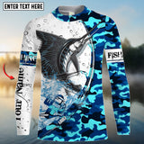 Maxcorners Sailfish Fishing Sea Blue Camo Customize Name 3D Shirt