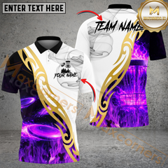 Maxcorners Flame Drive Disc Golf Polo Personalized Name, Team Name 3D Shirt (4 Colors)