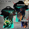 Maxcorners Bowling Blue Strike Pins & Ball Splash Multicolor Customized Name, Team Name And Photo 3D Shirt