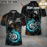 Maxcorners Billiards 8 Ball Pool Skull Fire Claws Multicolor Customized Name, Team Name 3D Shirt