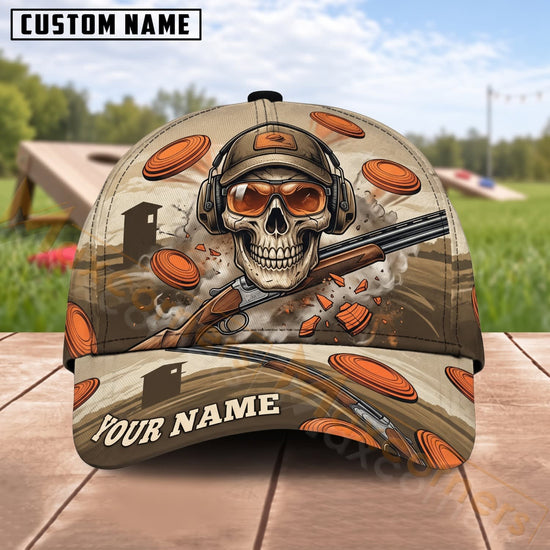 Maxcorners Trap & Skeet Shooting Skull Hunter Shotgun Personalized Name 3D Cap
