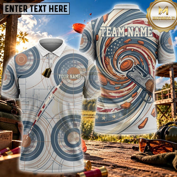 Maxcorners Clay Shooting Abstract Circular Target Motion Personalized Name 3D Unisex Shirt