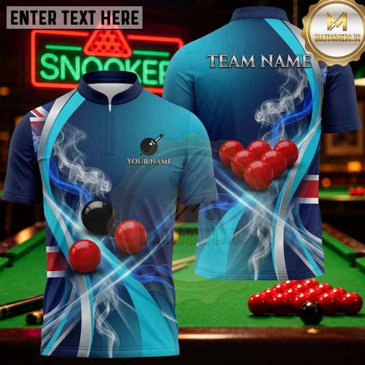 Maxcorners Snooker Aqua Blue Dynamic Wave Personalized Name 3D Unisex Shirt