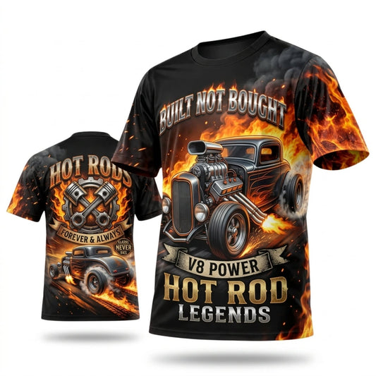 Maxcorners Personalized Car Classic Muscle Car 3D T-Shirt – Hot Rod Legends Black Gold Vintage Racing