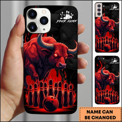 Maxcorners Bowling Red Bull Ball Pins Personalized Name Phone Case