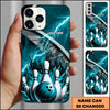Maxcorners Bowling Lightning Fire Pins Strike Multicolor Personalized Name 3D Phone Case