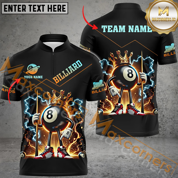 Maxcorners Funny Digital Billiard Jersey Multicolor Option Customized Name, Team Name 3D Polo Shirt