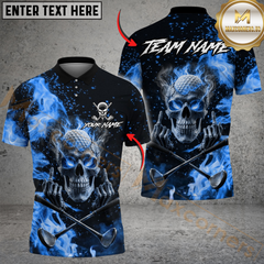 Maxcorners Badass Skull Golf Polo Personalized Name, Team Name 3D Shirt (4 Colors)