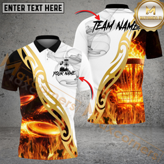 Maxcorners Flame Drive Disc Golf Polo Personalized Name, Team Name 3D Shirt (4 Colors)