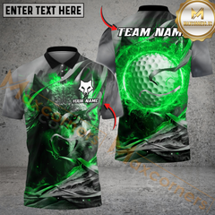 Maxcorners Wolf Golf Energy Polo Shirt Shirt, Customized Name & Team Name 3D Shirts (4 Colors)