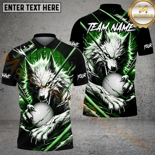 Maxcorners Golf Bloody Wolf Personalized Name, Team Name 3D Shirt (4 Colors)