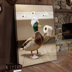 Maxcorners Duck Canvas Bathroom Towel Flying Humor Canvas Wall Art