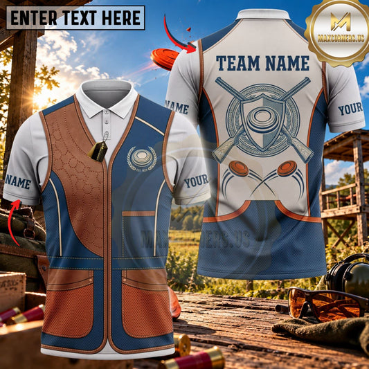 Maxcorners Clay Shooting Vintage Target Emblem Vest Multicolor Customized Name Team Name 3D Shirts (4 Colors)