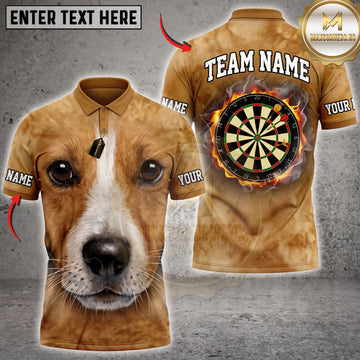 Maxcorners Darts Cute Beagle Dog Face Golden Dartboard Personalized Name 3D Unisex Shirt