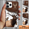 Maxcorners Elk Hunting Leather Pattern Personalized Name Phone Case (4 colors) LM1601