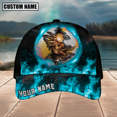 Maxcorners Billiard Ball 9 Fire Skull Crack Personalized Name 3D Cap (4 Colors)