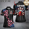 MaxCorners Bowling And Pins Black American Flag Smoke  Customized Name, Team Name 3D Shirt For Women