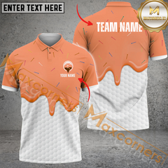 Maxcorners Golf  Ice Cream Melting On Ball Cone  Multicolor Option Customized Name, Team Name 3D Polo Shirt