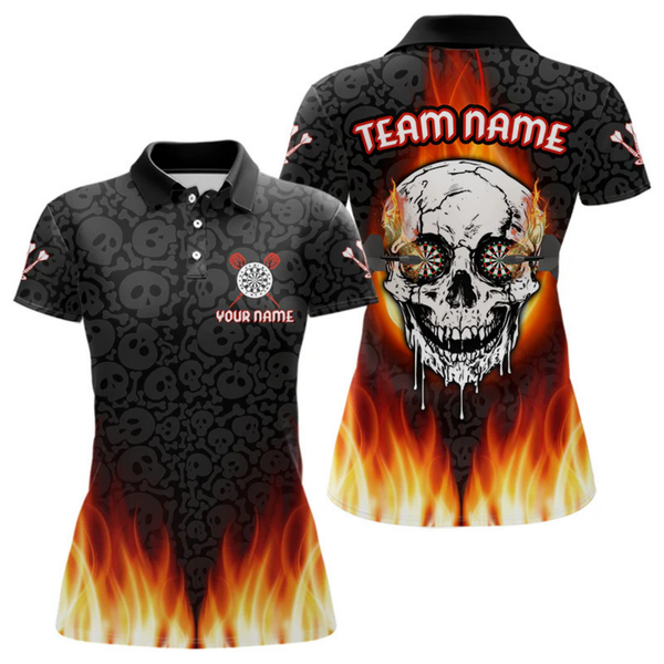 Maxcorners Fire Flame Custom Dartboard In Dripping Skulls Dart Shirts For Men, Dart Jerseys LM054