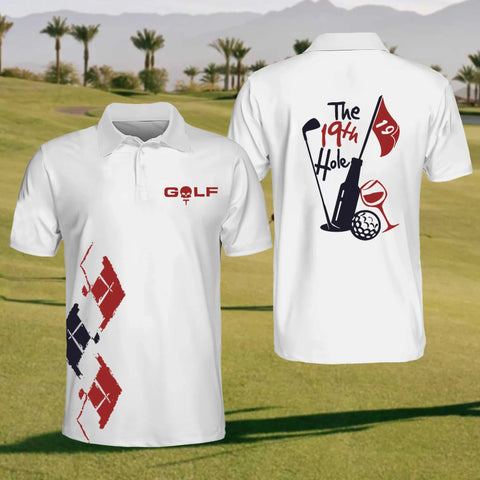 Maxcorners The 19th Hole Mens Golf Polo Shirt, Mens Golf Gift, Mens Golf Shirt