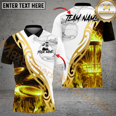 Maxcorners Flame Drive Disc Golf Polo Personalized Name, Team Name 3D Shirt (4 Colors)