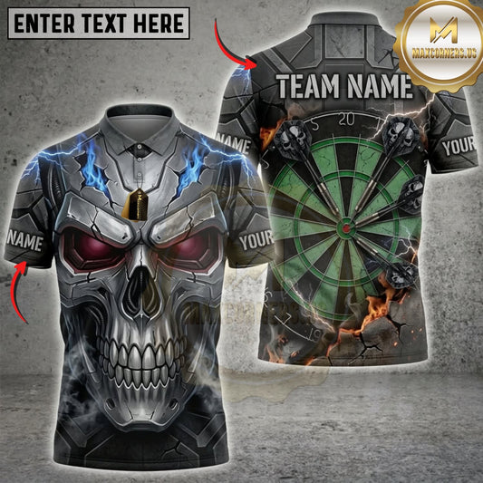 Maxcorners Darts Violet Thunder Skull Dartboard Multicolor Customized Name, Team Name 3D Shirts ( 4 Colors )