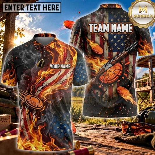 Maxcorners Clay Shooting Firestorm Shotgun Target Personalized Name 3D Unisex Shirt
